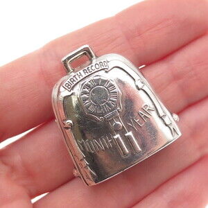 Webster 925 Sterling Silver Antique Art Deco Baby Birth Record Rattle Pendant